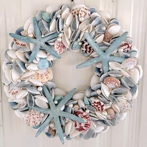 Coastal Shells & Starfish Wreath in Turquoise
